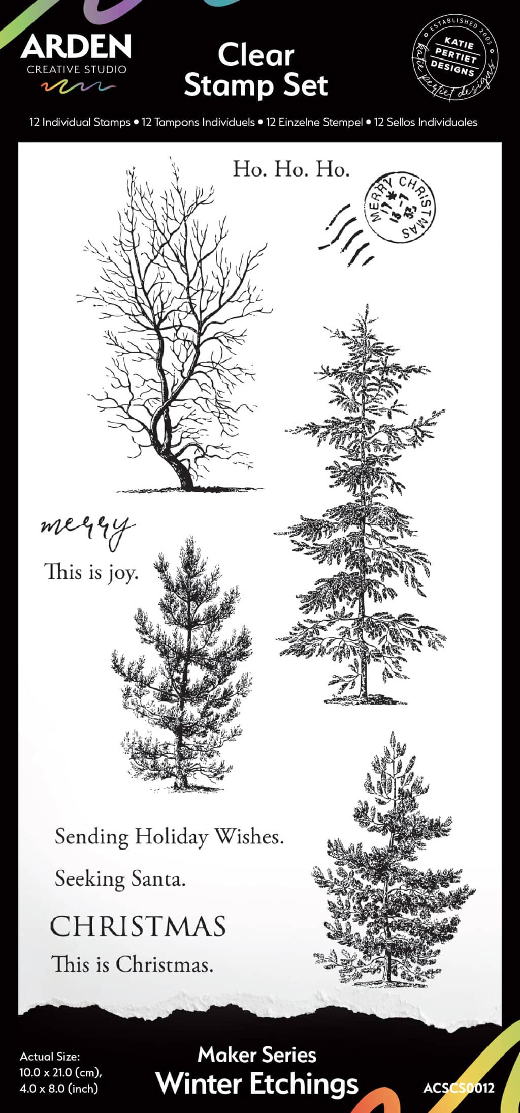 Season of Joy Winter Etchings 4in x 8in Clear Stamp Set