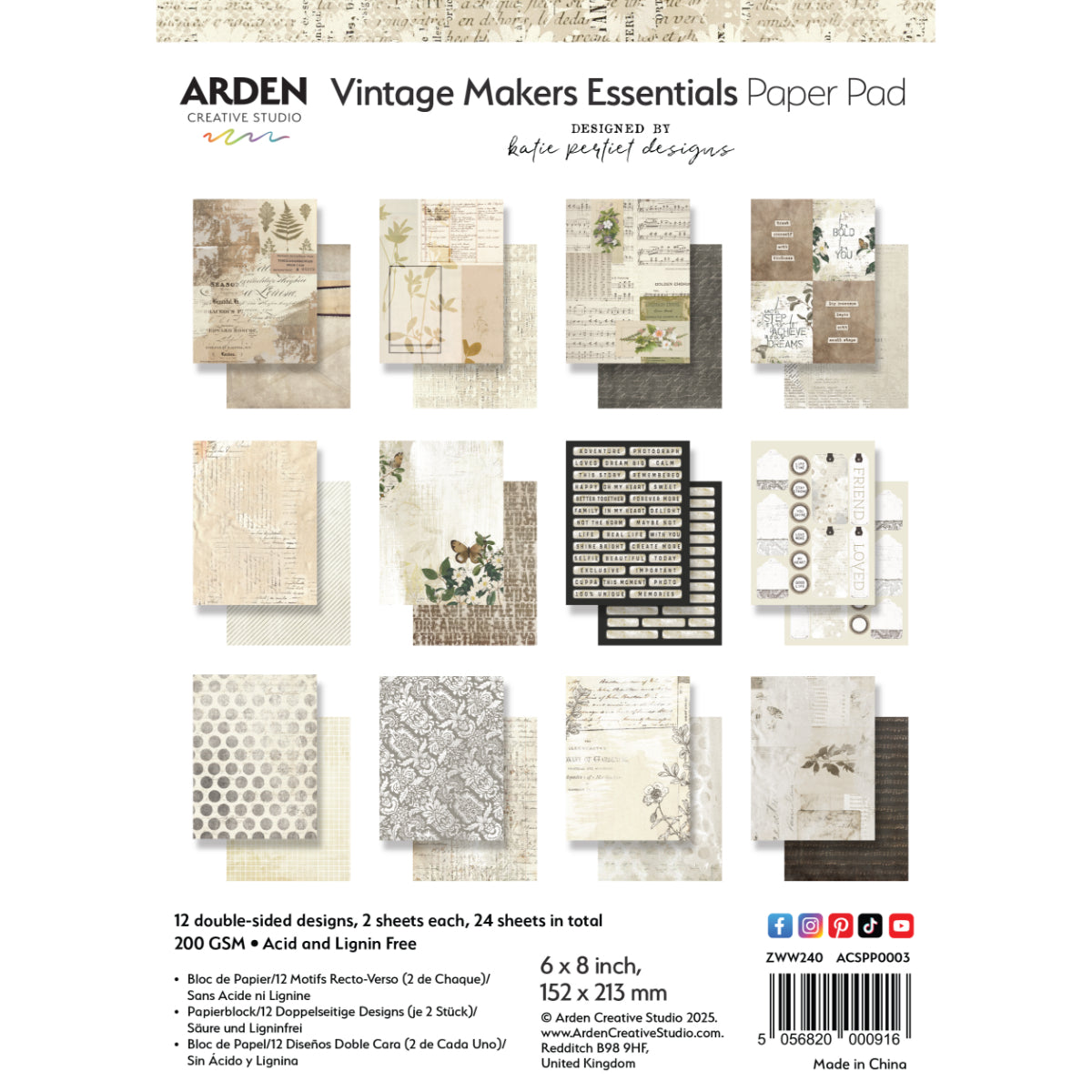 Vintage Maker Essential 6in X 8in Paper Pad