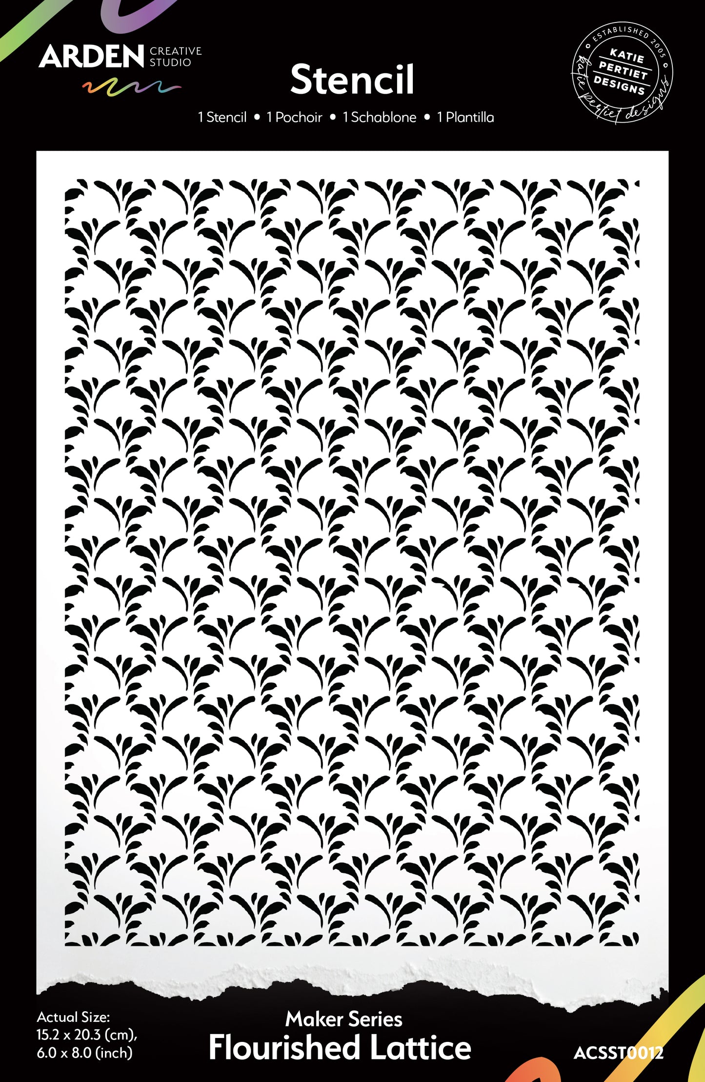 Studio Maker Series Flourished Lattice 6in X 8in Stencil
