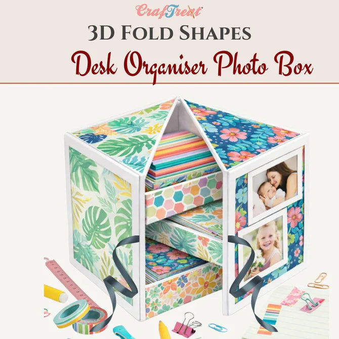 CrafTreat 3D Fold Shapes - Desk Organiser Photo Box - 2 sets