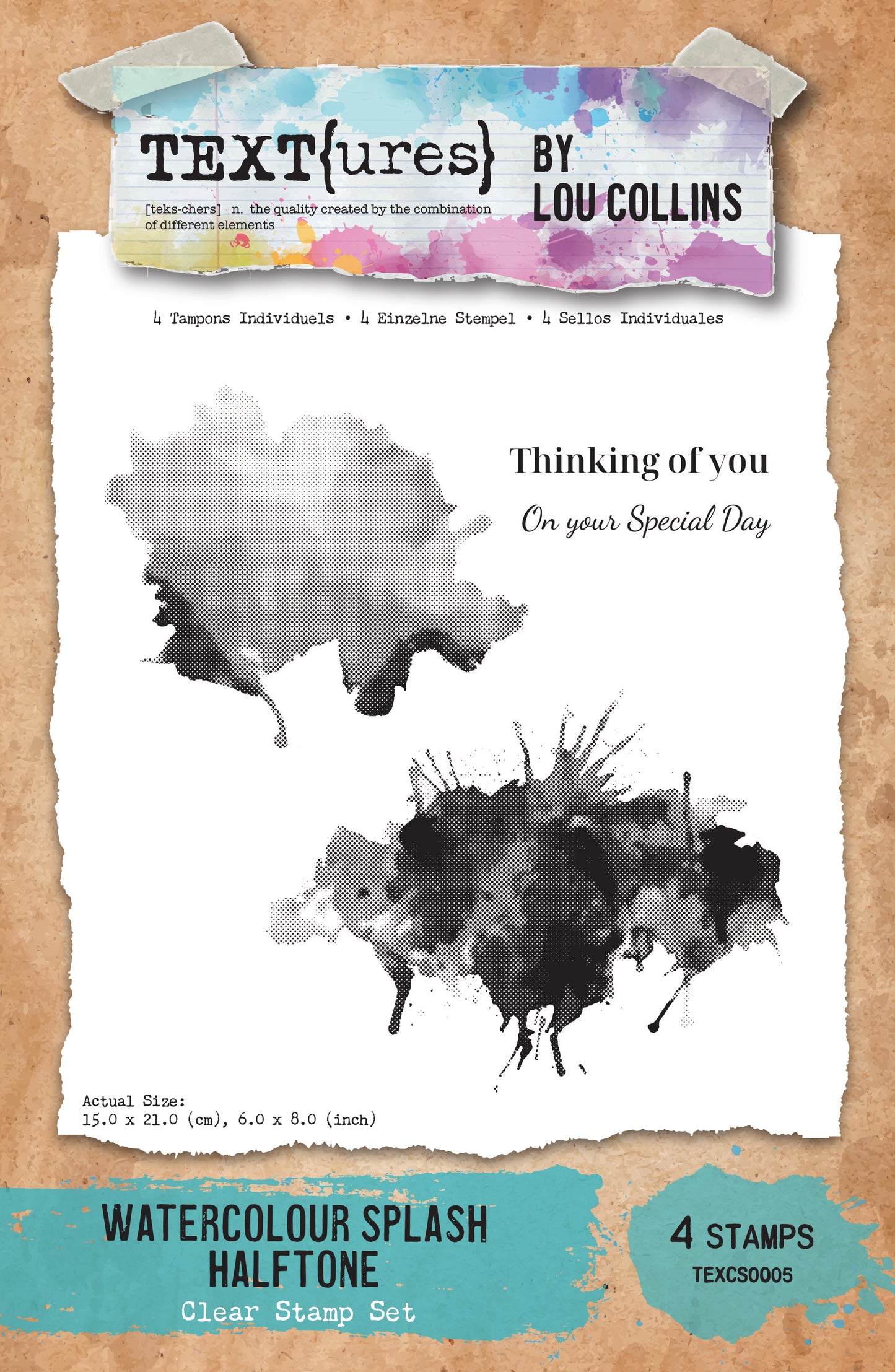 TEXT(ures) Watercolour Splash Halftone 6in x 8in Stamp Set