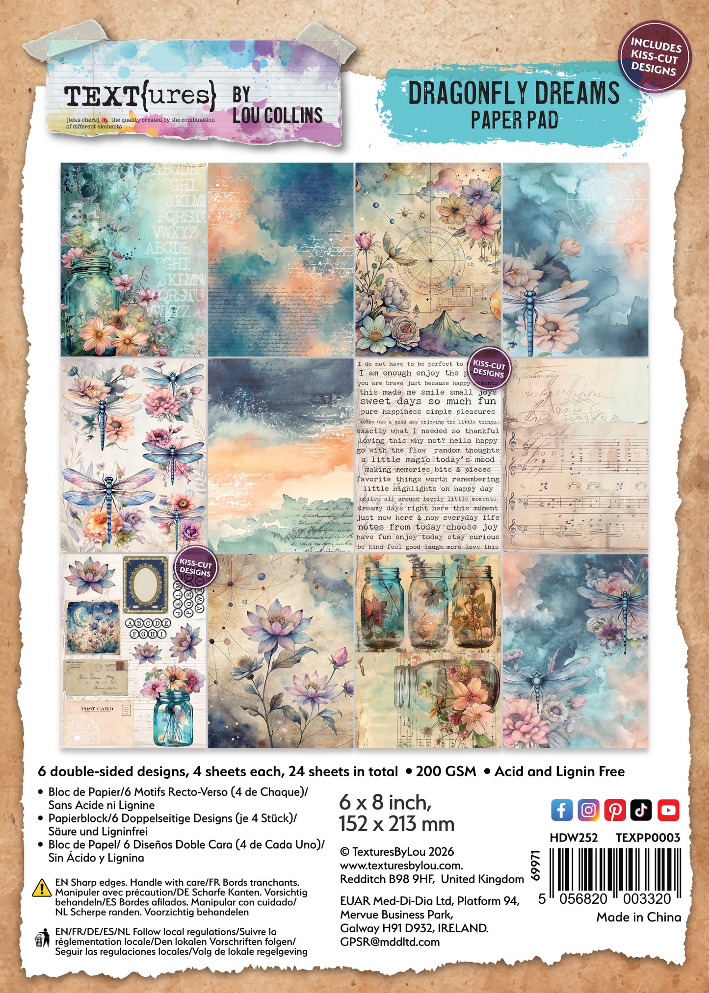 TEXT(ures) Dragonfly Dreams Paper Pad 6 x8
