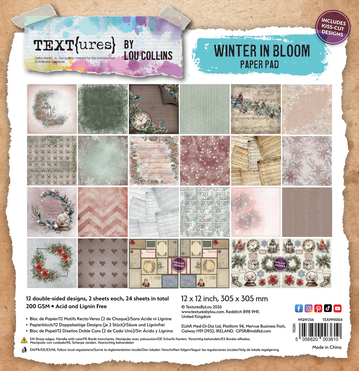 TEXT(ures) Winter in Bloom Paper Pad 12X12