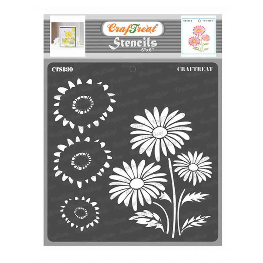 CrafTreat 2 Step Daisy Flower Stencil 6x6