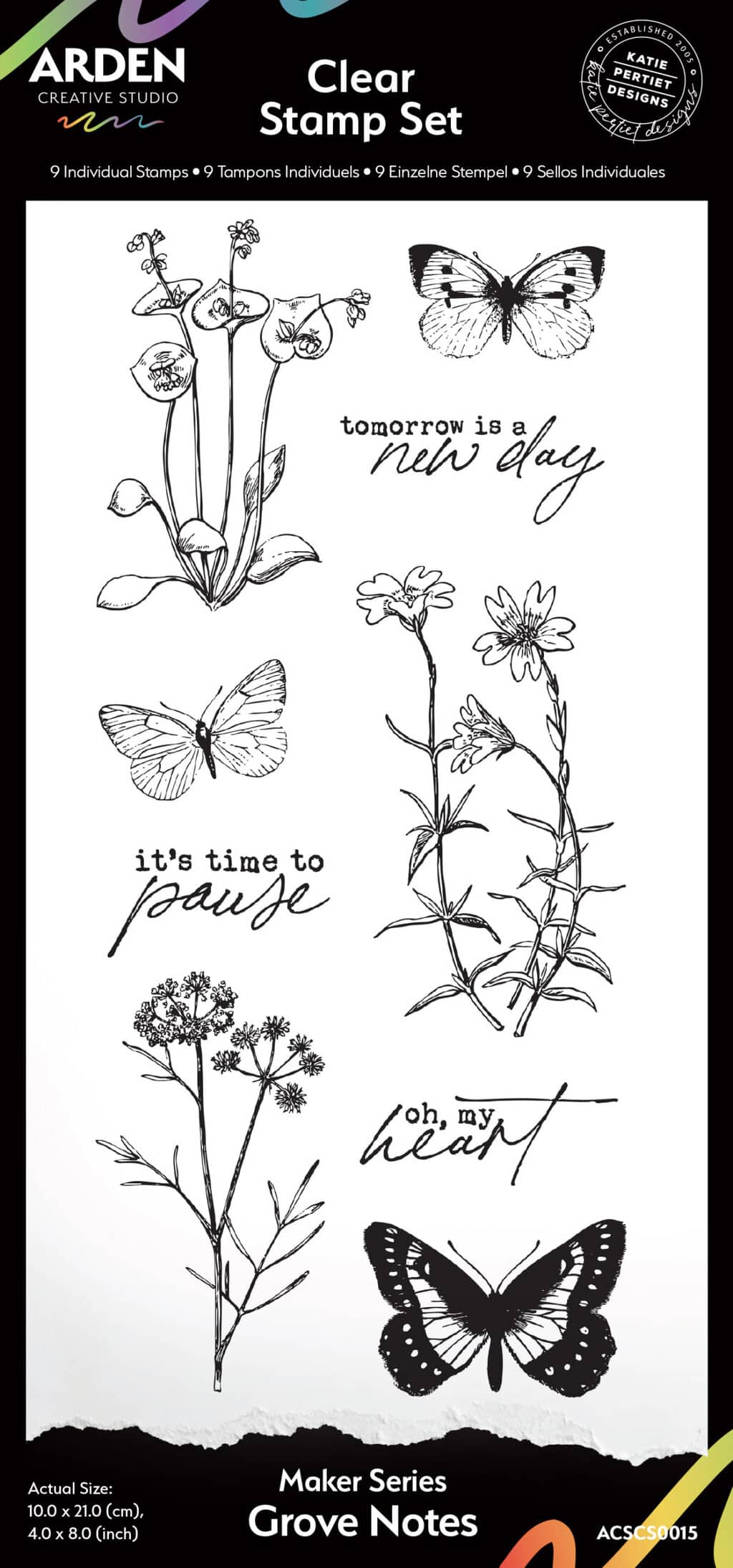 Maker Series Grove Notes 4in x 8in Clear Stamp Set image 0