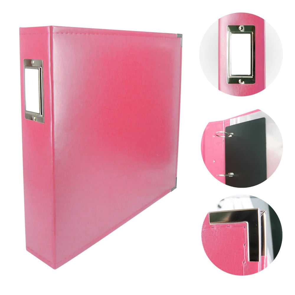 Classic Superior Leather D-Ring Album-Strawberry Pink
