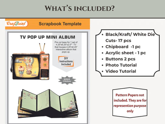 CrafTreat Scrapbook Blank Precut Album Base - TV Pop up Mini Album