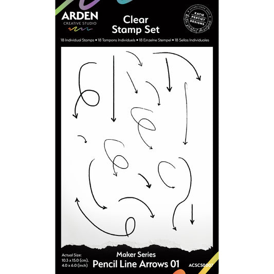 Maker Series Pencil Line Arrows-Clear Stamp Set 4in x 8in image 0