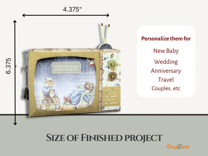 CrafTreat Scrapbook Blank Precut Album Base - TV Pop up Mini Album