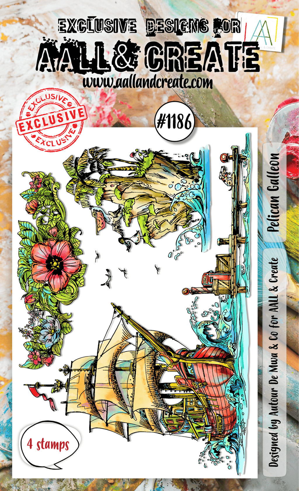 Pelican Galleon- #1186 - A6 Stamp Set - June 2024 image 0