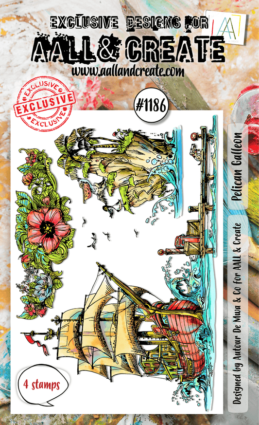 Pelican Galleon- #1186 - A6 Stamp Set - June 2024 image 0
