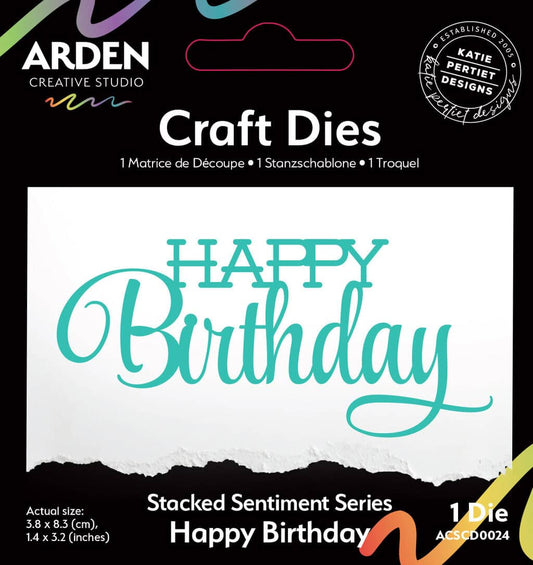 Sentiment Series Stacked Happy Birthday-Craft Die