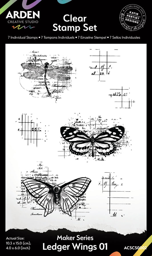 HIDDEN CREEK Clear Stamp Set- Ledger Wings