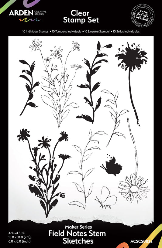 Maker Series Field Notes Stem Sketches 6in x 8in Clear Stamp Set