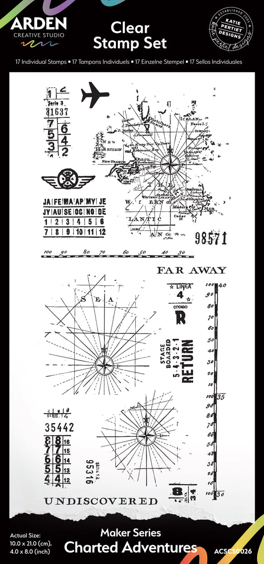 Maker Series Chartered Adventures 4in x 8in Clear Stamp Set