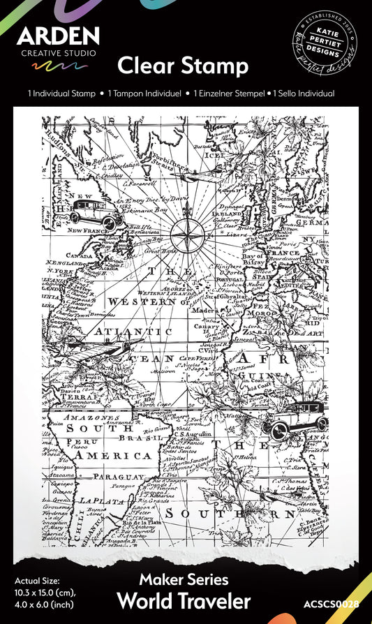 Maker Series World Traveler 4in x 6in Background Stamp