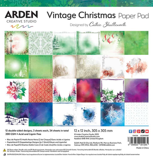 Vintage Christmas Paper Pad 12X12