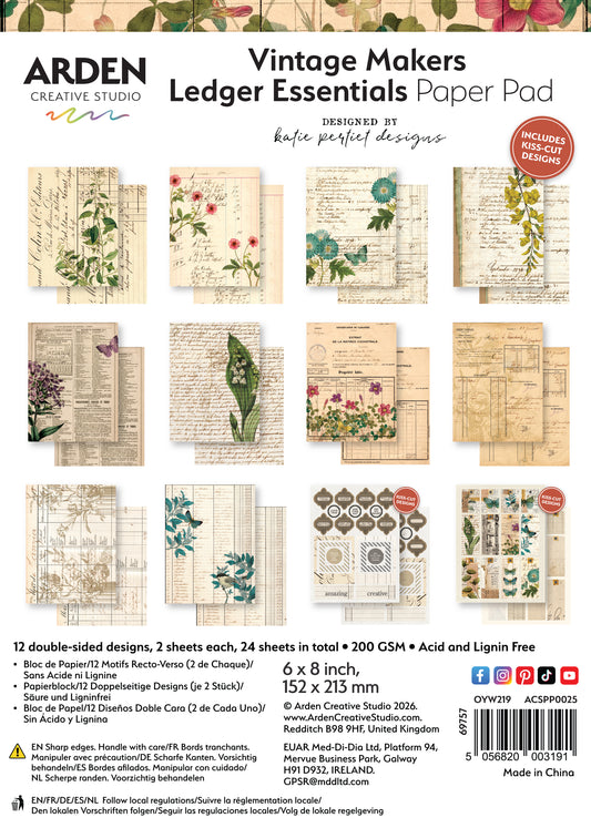VINTAGE MAKERS LEDGER ESSENTIALS Paper Pad 6 x8
