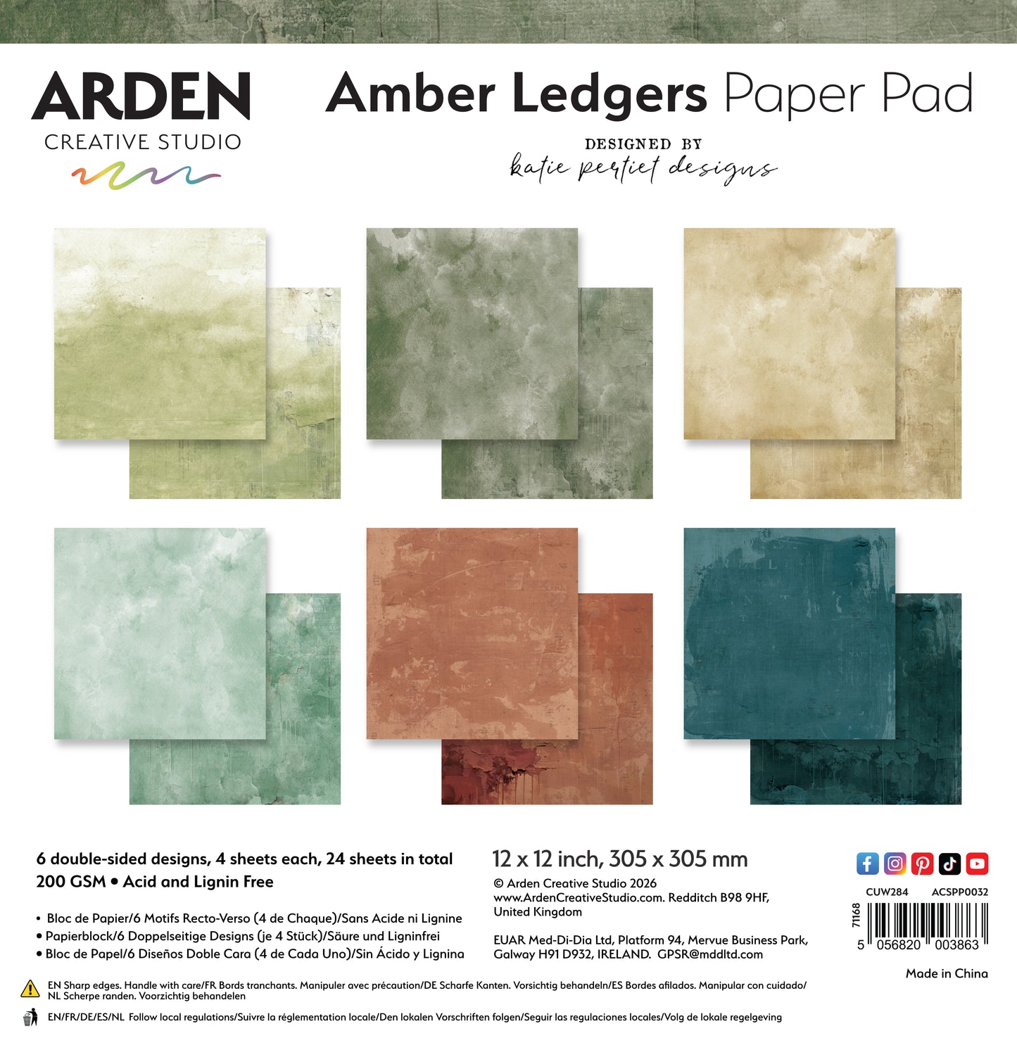 AMBER LEDGERS  SOLIDS Paper Pad 12X12 PREORDER SEPT 2026