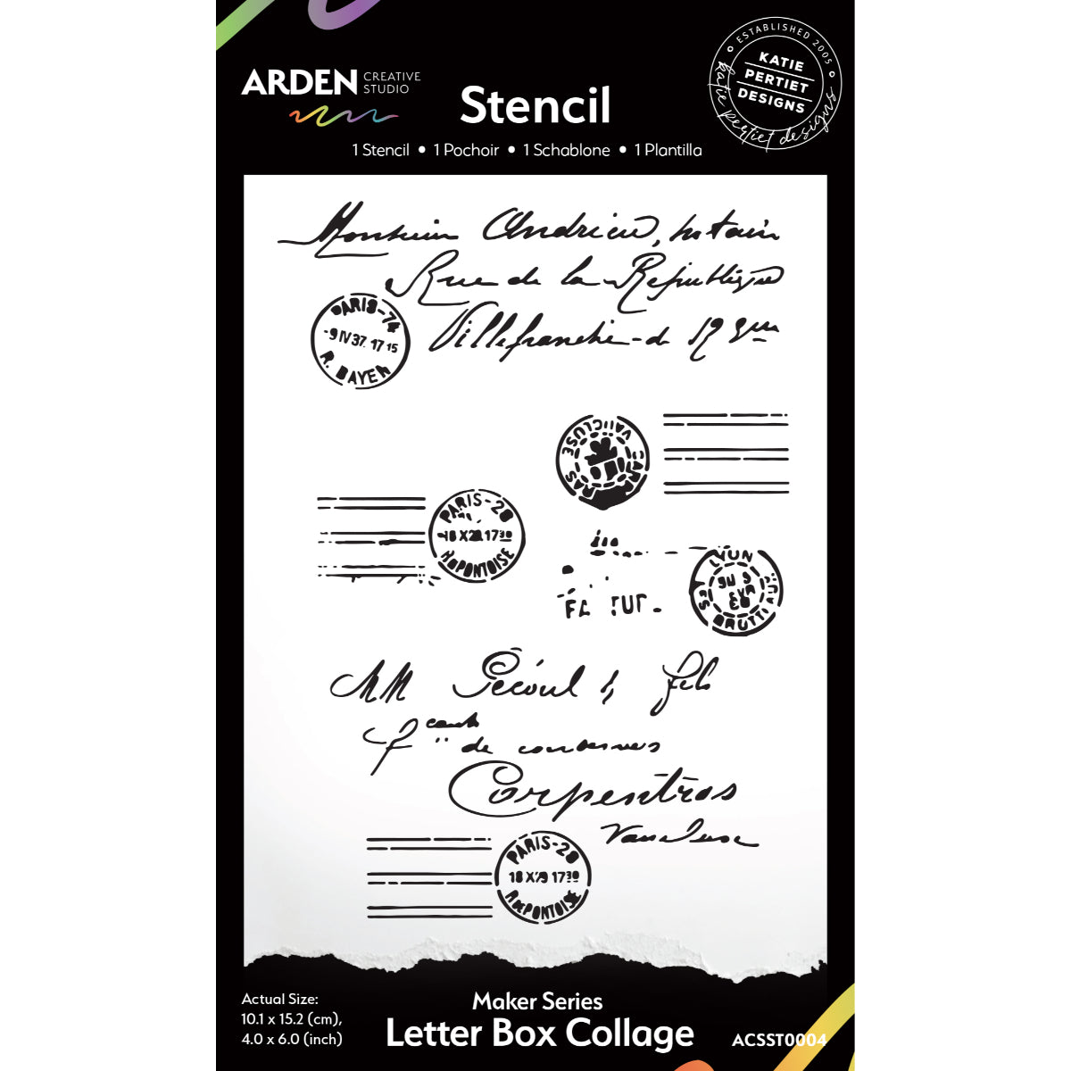 Vintage Maker Letter Box Collage 4in X 6in Stencil