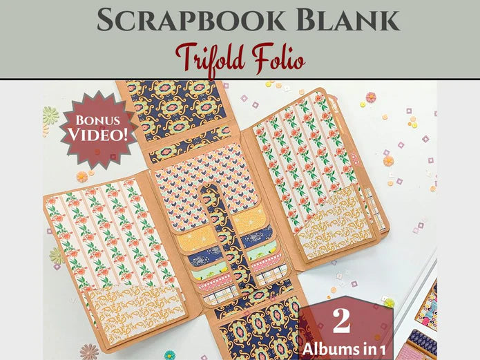CrafTreat TriFold Folio Wallet DIY Scrapbook Blanks - 2 Sets - 1 Black & 1 Kraft