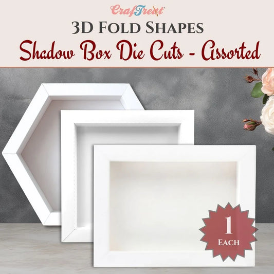 CrafTreat 3D Fold Shapes - Shadow Box White - Assorted Shapes 3pcs