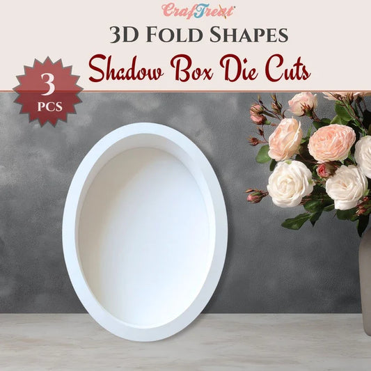 CrafTreat 3D Fold Shapes - Shadow Box White - Oval 3 pcs