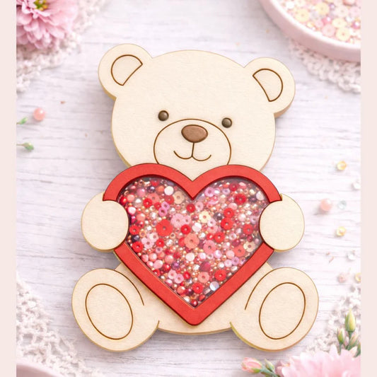 CrafTreat 3D Shaker Chipboard - Teddy with Heart