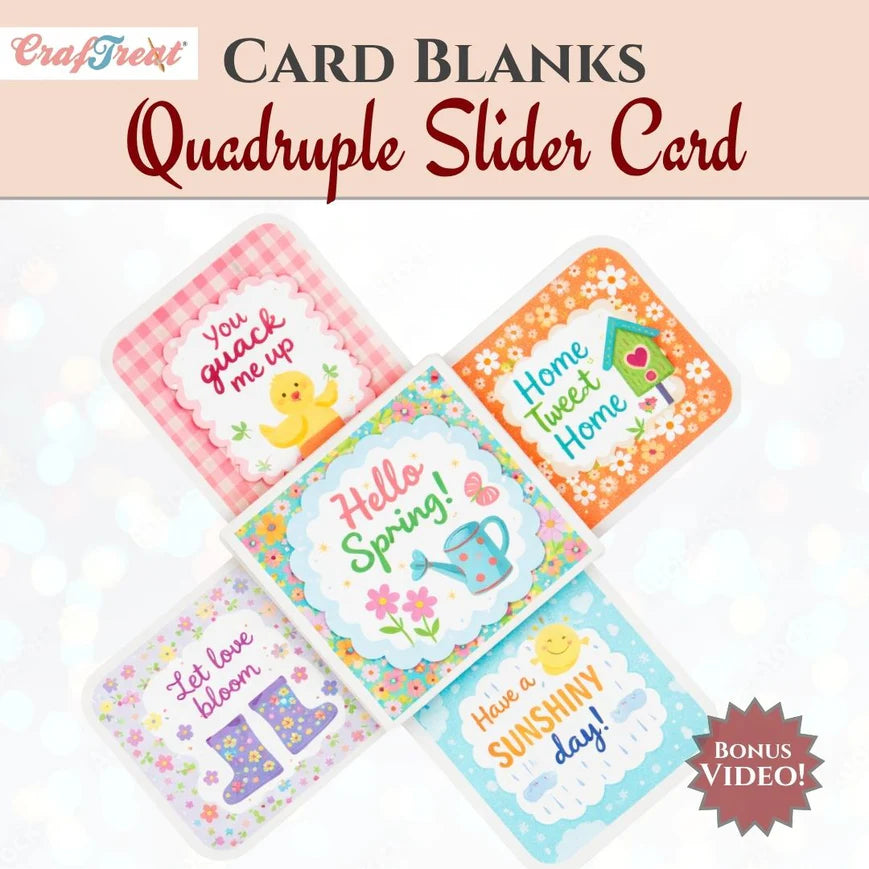 CrafTreat Card Blanks- Quadruple Slider card- White- 3 sets.