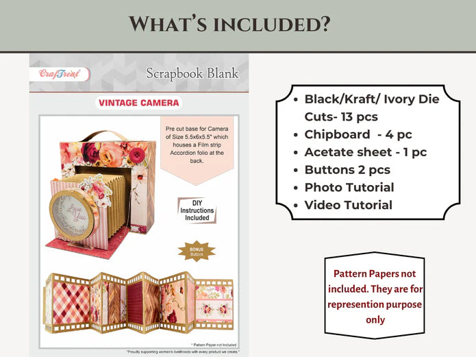 CrafTreat Scrapbook Blank Precut Album Base - Vintage Camera