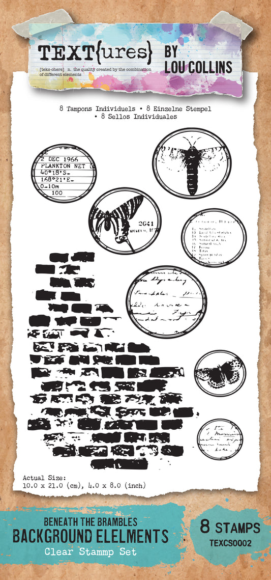 TEXT(ures) Beneath the Brambles Background Elements  4in x 8in Clear Stamp Set