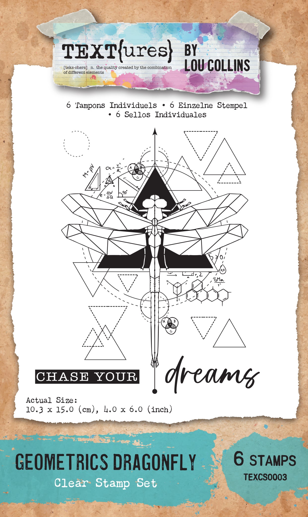 TEXT(ures) Geometrics Dragonfly 4" x 6" Clear Stamp Set