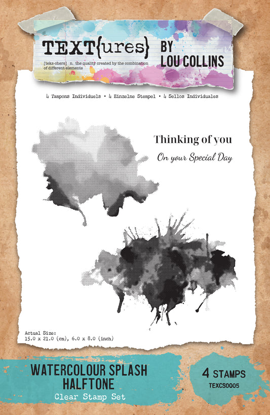 TEXT(ures) Watercolour Splash Halftone 6in x 8in Stamp Set