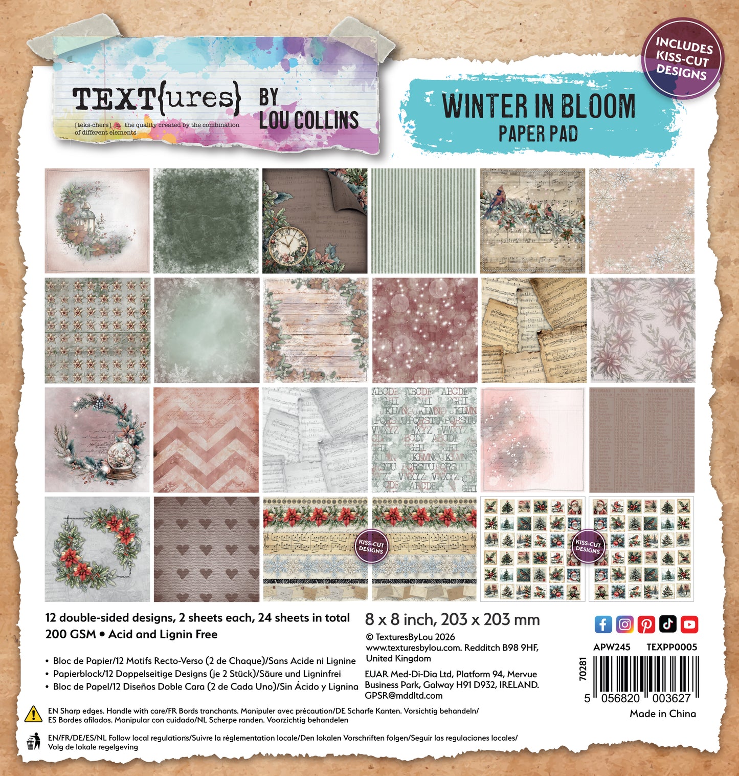 TEXT(ures) Winter in Bloom Paper Pad 8 x8