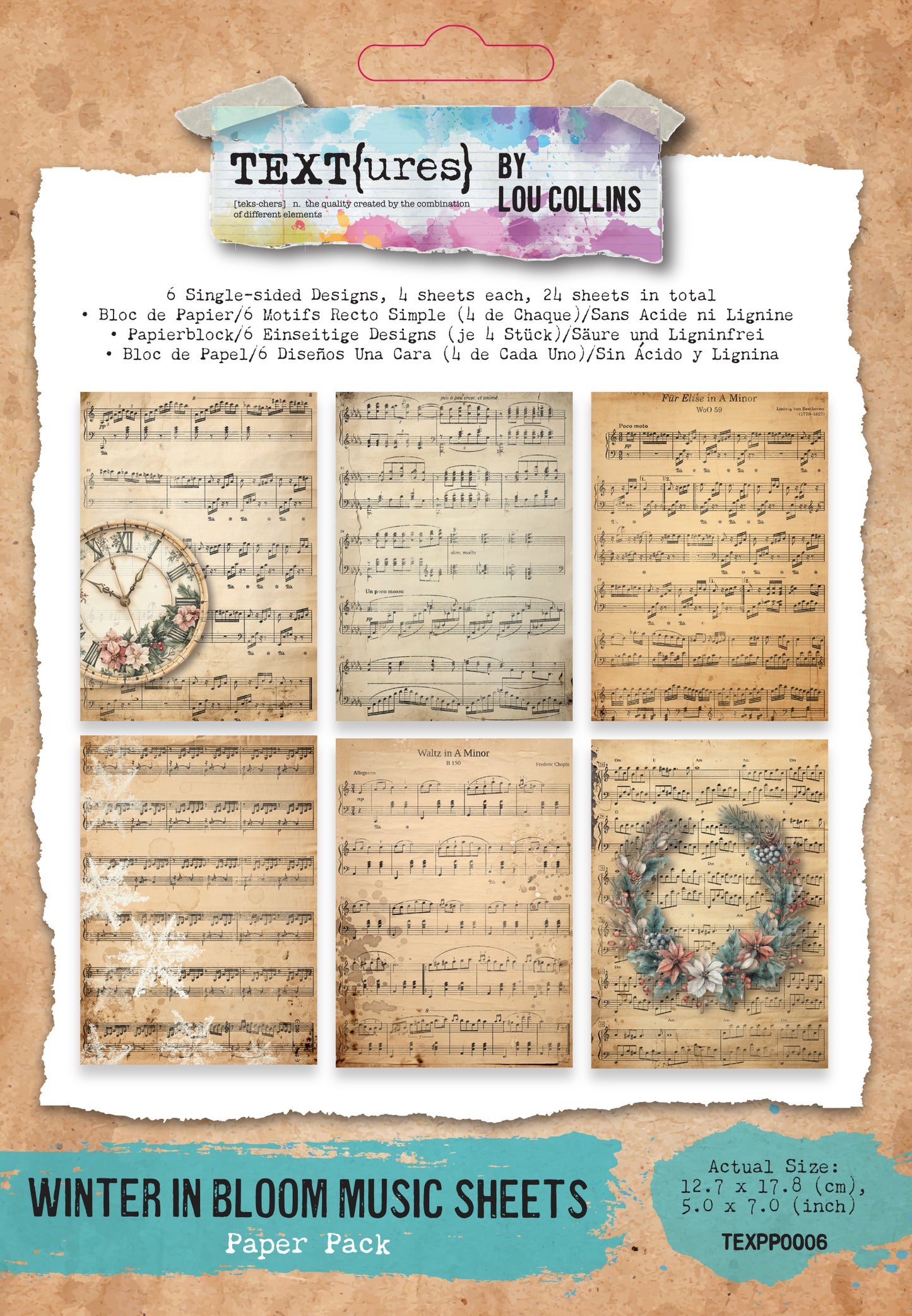 TEXT(ures) Winter in Bloom Music Sheets Paper Pad 5 x7
