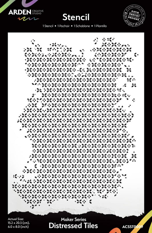 Maker Series Distressed Tiles 6in X 8in Stencil image 0