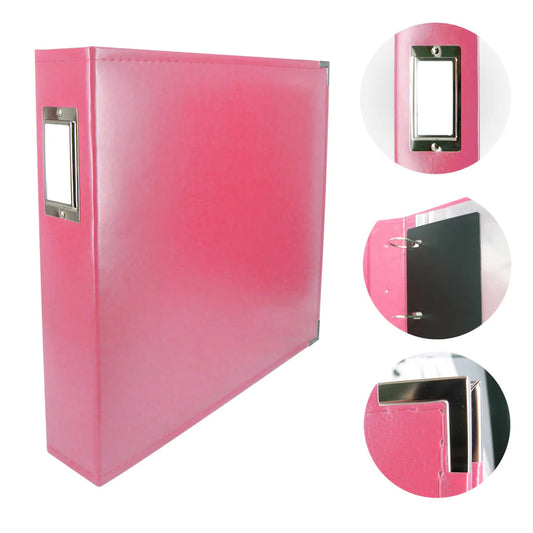 Classic Superior Leather D-Ring Album-Strawberry Pink